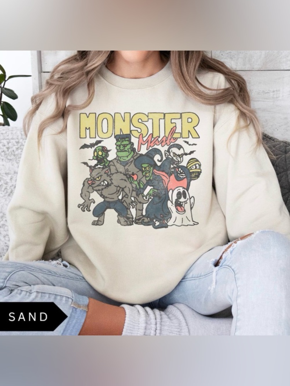 Retro Halloween Monster Mash Sweatshirt, Vintage Halloween Aesthetic Fall Shirt